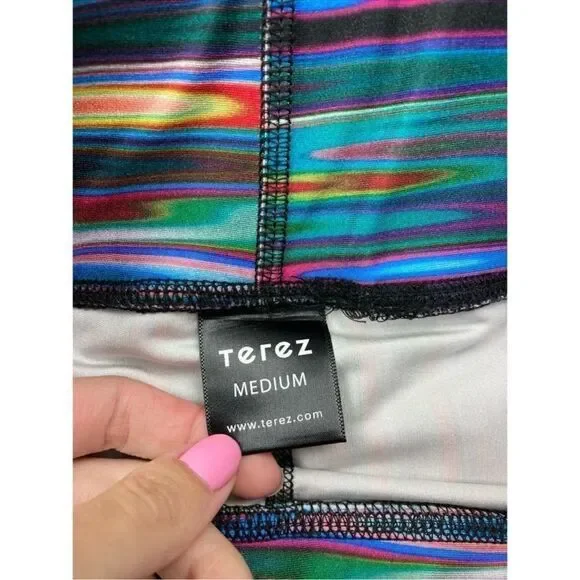 Terez rainbow liquid metal crop leggings with thick waistband - Picture 3 of 5